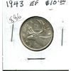 Image 1 : 1943 Canadian Silver 25 Cents. World War II issue. EF-40. Nice.