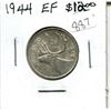 Image 1 : 1944 Canadian Silver 25 Cents. World War II issue. EF-40. Nice.