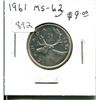 Image 1 : 1961 Canadian Silver 25 Cents. MS-63. Nice.
