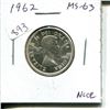 Image 1 : 1962 Canadian Silver 25 Cents. MS-63. Nice.