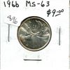 Image 1 : 1966 Canadian Silver 25 Cents. MS-63. Nice.