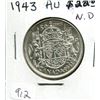 Image 1 : 1943 Narrow Date Canadian Silver 50 Cents. AU-50. Nice.