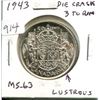 Image 1 : 1943 Canadian Silver 50 Cents with Die Crack from 3 to Rim. MS-63. Lustrous. Nice.