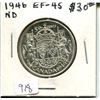Image 1 : 1946 Narrow Date Canadian Silver 50 Cents. EF-45. Nice.