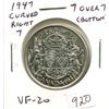 Image 1 : 1947 Curved Right 7 with 7 Over 7 Canadian Silver 50 Cents. Scarce. VF-20.