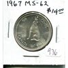 Image 1 : 1967 Canadian Silver 50 Cents. Howling Wolf. MS-62. Nice.