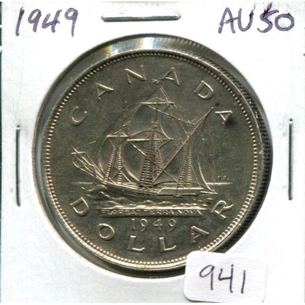 1949 Canadian Silver Dollar. Issued to commemorate Newfoundland joining Canadian Confederation in 19