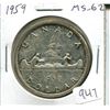 Image 1 : 1959 Canadian Silver Dollar. MS-62. Nice.