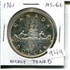 Image 1 : 1961 Canadian Silver Dollar. MS-62. Nicely Toned.