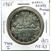 Image 1 : 1965 Small Beads Pointed 5 Canadian Silver Dollar. Type I. MS-63. Nice.