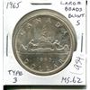 Image 1 : 1965 Large Beads Blunt 5 Canadian Silver Dollar. Type 3. MS-62. Nice.