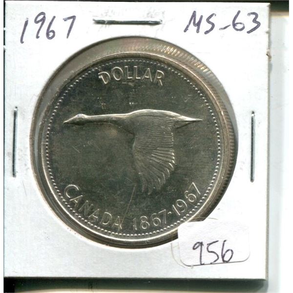 1967 Canadian Silver Dollar. MS-63. Nice.