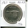 Image 1 : 1967 Canadian Silver Dollar. MS-63. Nice.