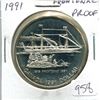 Image 1 : 1991 Frontenac Proof Silver Dollar. Commemorates the 175th Anniversary of the first steamship to sai