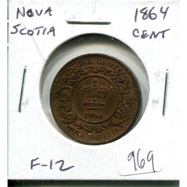 Nova Scotia. 1864 Cent. The last Nova Scotia Cent before it joined Canada in 1867. F-12.