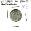 Image 1 : Newfoundland. 1941c Silver 5 Cents. Minted in Ottawa because of World War II. AU-50. Nice.