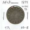 Image 1 : Newfoundland. 1899 Wide 99 Victorian Silver 50 Cents. The scarcer of the 2 varieties. VG-8.