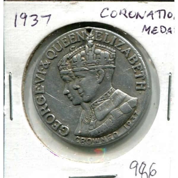 Great Britain. 1937 Coronation medal of King George VI & Elizabeth. Aluminum. Holed for suspension. 