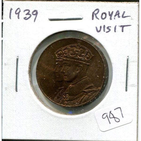 Canada. 1939 Royal Visit to Canada medal. Bronze. Co-joined heads/map of Canada. Uncirculated.