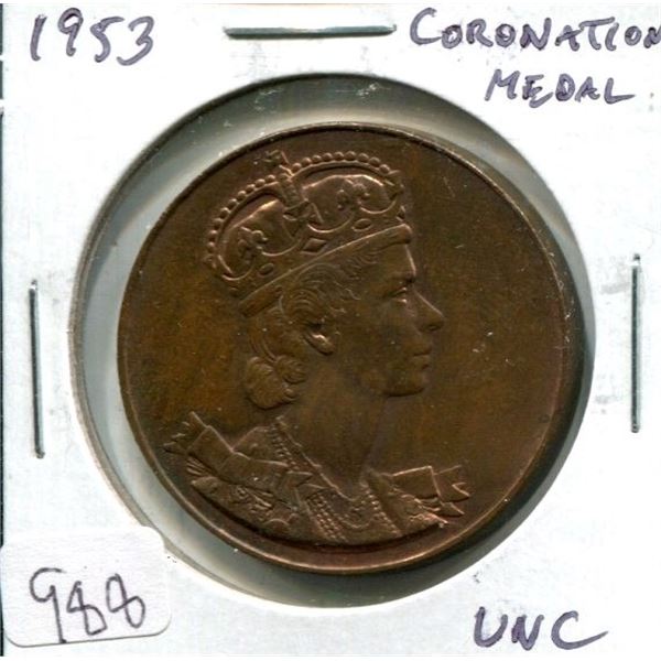 Canada. 1953 Coronation medal of Queen Elizabeth. Uncirculated.