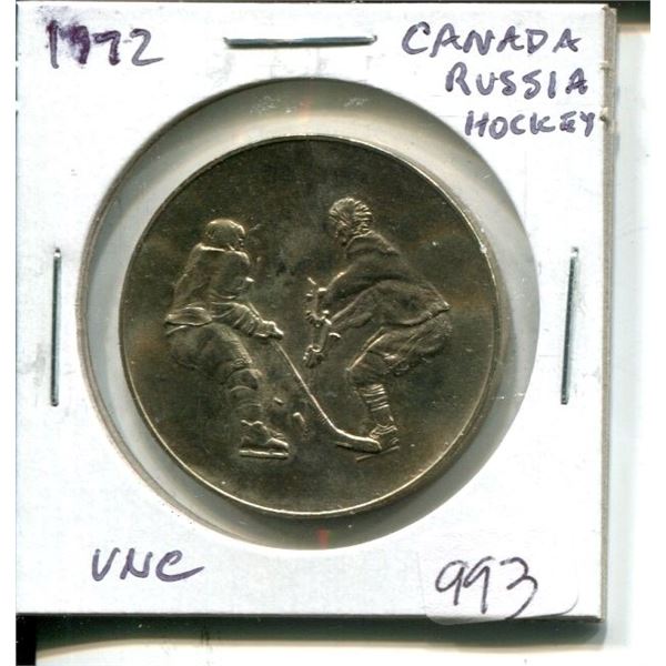 1972 Canada-Russia Hockey Series Medal. Uncirculated.