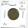 Image 1 : Great Britain. 1907 Silver 6 Pence. King Edward VII. F+.