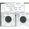 Image 1 : Lot of 2 Canadian 1953 Nickel Varieties. First year of issue for Queen Elizabeth. Includes Shoulder 
