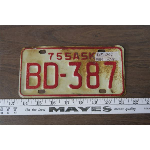 1975 SK Motorcycle Plate