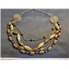 Image 2 : Large 3 tier beaded brown stone necklace