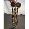 Image 3 : Large 3 tier beaded brown stone necklace