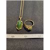 Image 2 : 14k GE Jade Ring and necklace, vintage