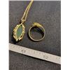 Image 4 : 14k GE Jade Ring and necklace, vintage