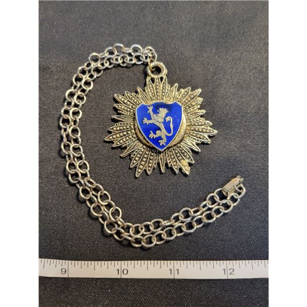 Victorian enamel lion necklace