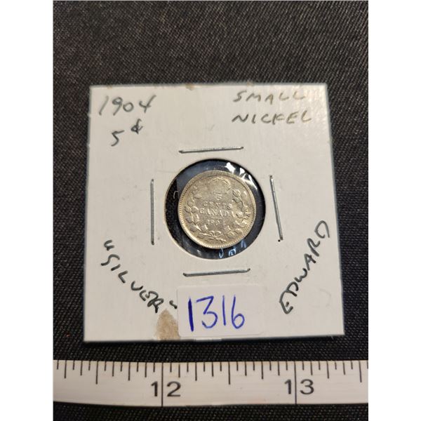 1904 small 5¢ silver Edward