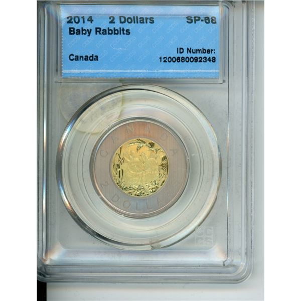 2014 2 dollars cccs sp-68 "baby rabbits"