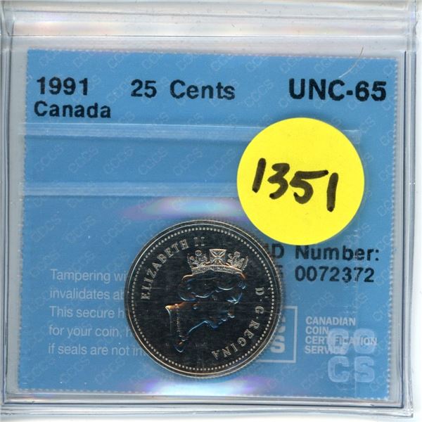 1991 25 cents cccs unc-65