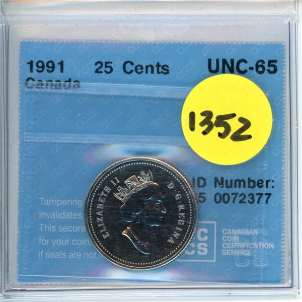 1991 25 cents cccs unc-65