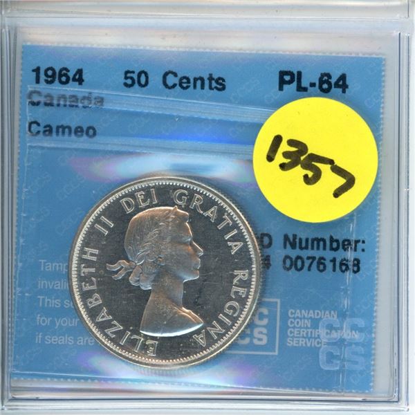 1964 50 cents cccs pl-64