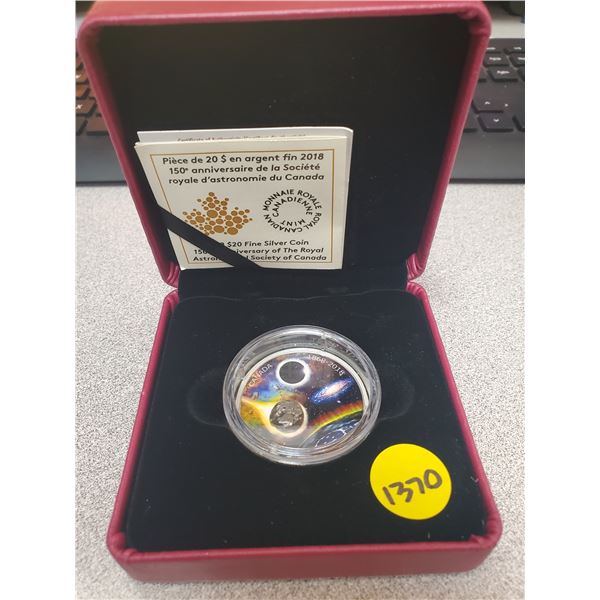 2018 $20 fine silver coin "150th anniversary of the royal astronomical society of canada"