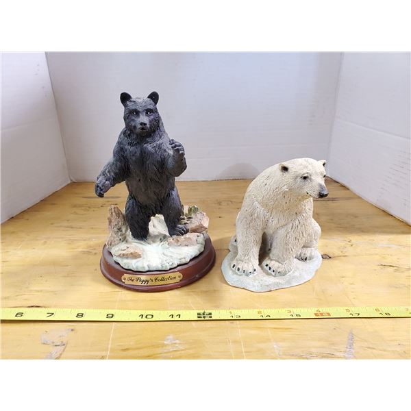 2 BEAR STATUES