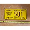 Image 1 : 1967 SASK POWER UNIT LICENSE PLATE