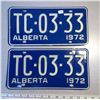 Image 1 : (2) Licenses Plates Alberta- 1972 (TC.03.33)