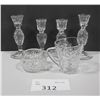 Image 1 : Crystal candleholders, cream and sugar holders, vase