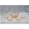 Image 2 : Pink Depression Glass Fruit Bowl & 4 Nappies