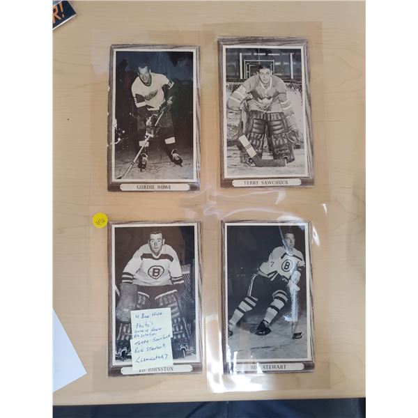 4 BEE HIVE PHOTOS -GORDIE HOWE, ED JOHNSON, TERRY SAWCHUK, RON STEWART