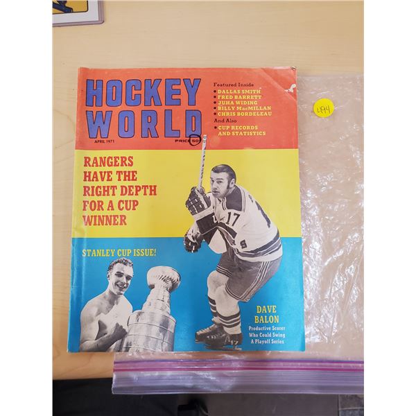 APRIL 1971 HOCKEY WORLD -DAVE BALON WAKAW, SASK