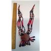 Image 2 : Beaded Necklace (Red/Black/White) w/ Pendant