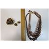Image 1 : Peral Bead Necklace, Floral Broach, and Pins