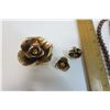 Image 2 : Peral Bead Necklace, Floral Broach, and Pins