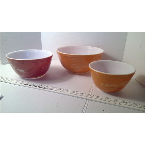 Vintage Pyrex Autumn Harvest Nesting Mixing Bowls - 401, 402, 403